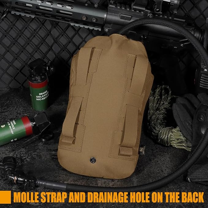KRYDEX Tactical Molle Hydration Pouch with1.5L Inner Bladder - Low Profile Water Reservoir Bag for Molle Vest Backpack for Cycling Hiking Climbing Hunting