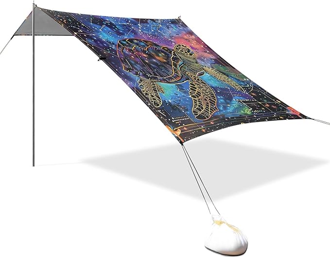 ALAZA Turtle Bohemian Beach Tent Sun Shelter Portable Canopy Sunshade for Outdoor Camping Picnics Backyard Fun 10x9 ft