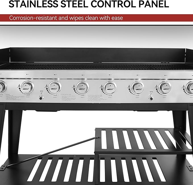 Royal Gourmet 8-Burner Gas Grill 104000 BTU Liquid Propane Grill Independently Controlled Dual Systems Outdoor Party or Backyard BBQ Black