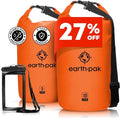 Earth Pak Waterproof Dry Bag - Roll Top Waterproof Backpack Sack Keeps Gear Dry for Kayaking &amp Fishing with Phone Case (Orange 10L &amp 20L)