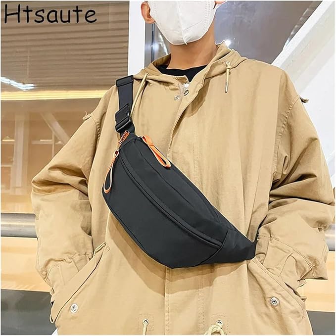 Men Fanny Pack Teenager Outdoor Sports Running Cycling Waist Bag Pack Male Fashion Shoulder(Orange1)