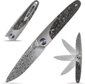 Sitivien ST245 Damascus Steel Folding Knives with Liner Lock Ball BearingTitanium Carbon Fiber Handle EDC Damascus Knife for Men Women(Gray) … …