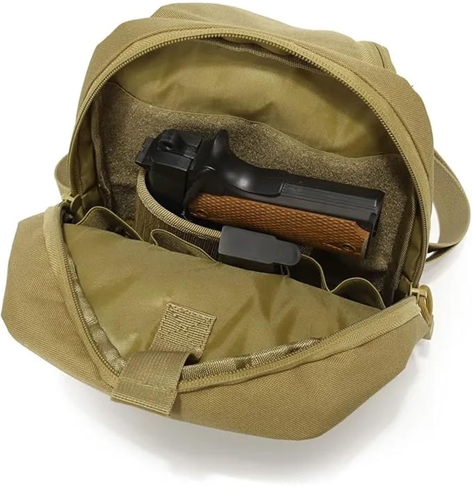 Tactical Pistol Gun Case Shoulder Bag Outdoor Hiking Hunting Camping Chest Bag with Gun Holster