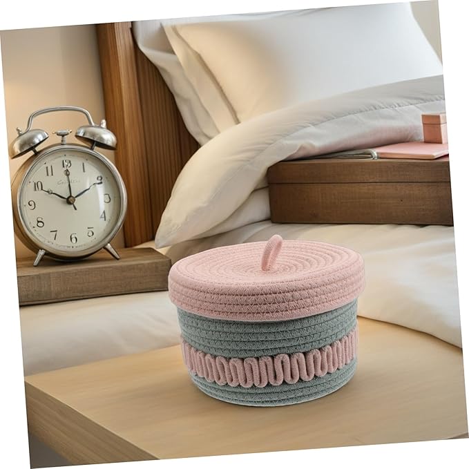 KOMBIUDA 001g Cotton Rope Storage Basket Lid Multi-purpose Woven Organizer for Toys Nursery Supplies and Home Decor Elegant Design for Efficient Organization