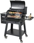 VEVOR Smoker Grill Portable Wood Pellet Grill with Cart 8 IN 1 BBQ Grill with PID Temperature Control for Outdoor Cooking Barbecue Camping Picnic 730 sq Patio and Backyard Black