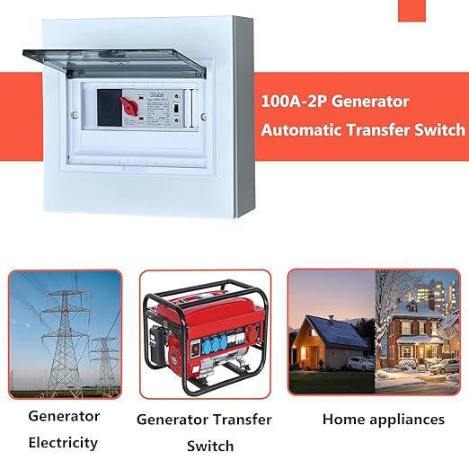 100amp Automatic Generator Transfer Switch 2P 3-Wire 120/240V Automatic/Manual Generator Transfer Switch Ensures Stable Power Transmission Easy to Use