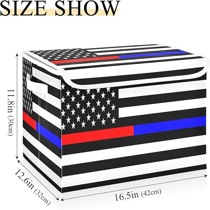 Usa Flag American Honoring Firefighter Storage Containers with Lids Collapsible Organizer Bins Gallon Storage Bins for