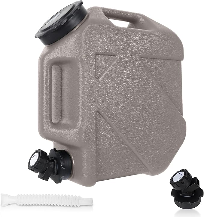 Digury 2.6 Gallon Water Jug Camping Water Container BPA Free Water Storage with Spigot No Leakage Portable Emergency Water Tank for Outdoor Hiking Camping Picnic Supplies Warm Gray