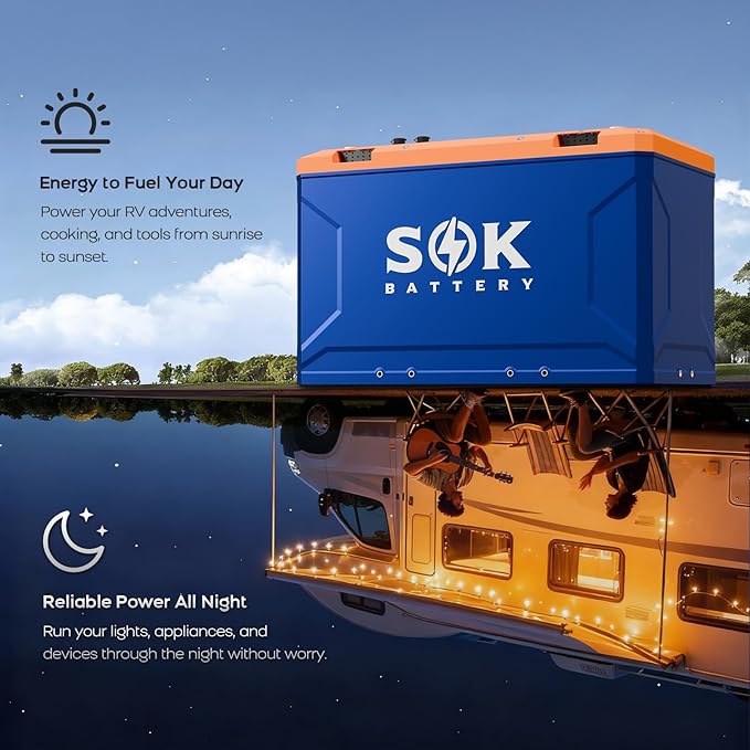 SOK Battery 12V 314Ah LiFePO4 Battery Marine Grade Low-Temp Protection Power Outage Built-in Heater ABS Casing for RV or Solar Marine Boat and Wind Off-grid Applications