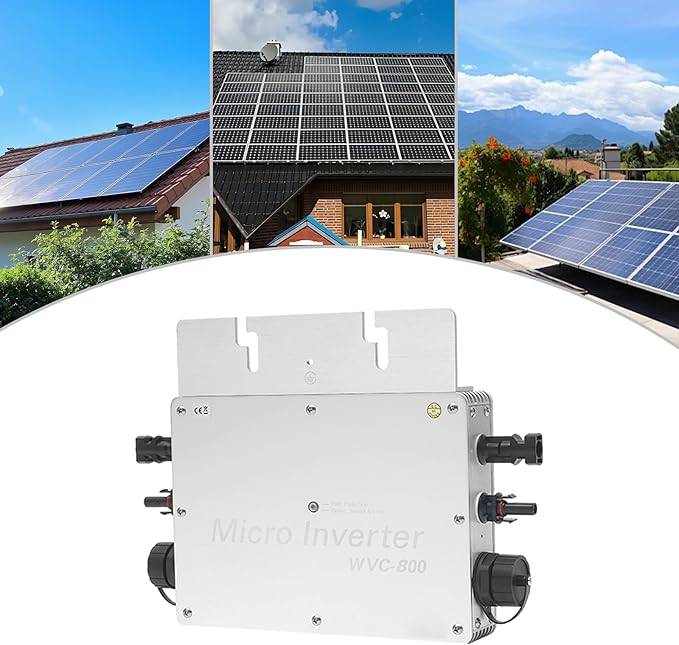 Solar Power Inverter 800W Solar Powered Inverter with LCD Display 22-50VDC 120V (90-140VAC) &amp 230V (170-260VAC) for Commercial Areas Power Plants and Schools (Silver)