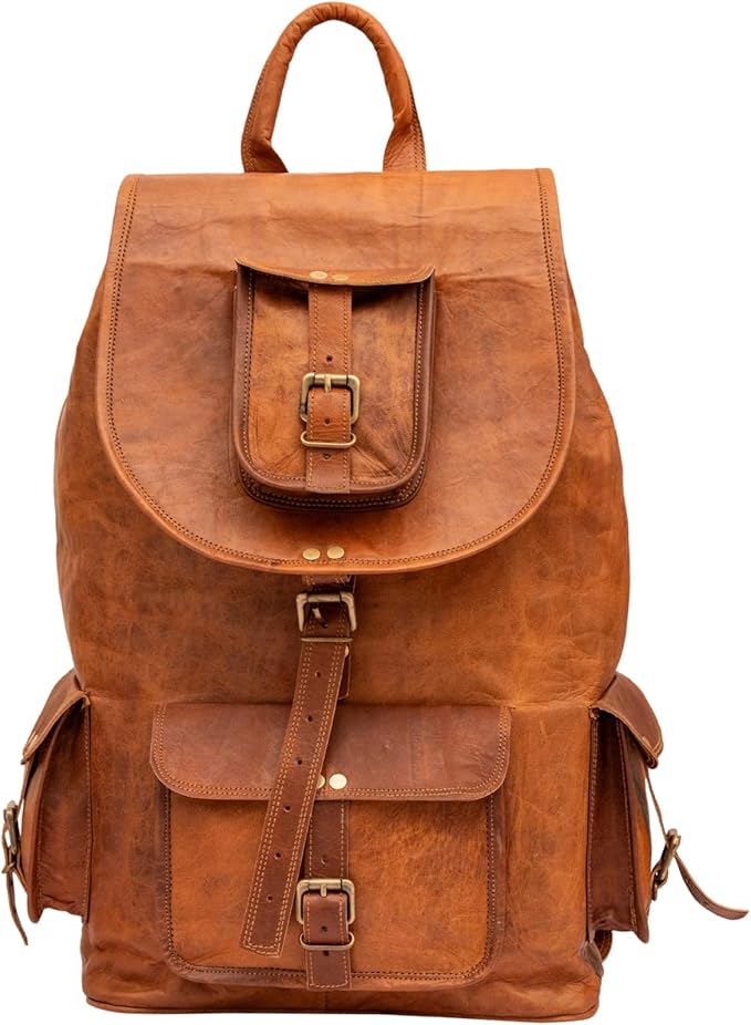 TWARA Vintage Leather Sports Backpack for Men &amp Women Handmade Full Grain Leather Gym &amp Travel Rucksack Large Capacity Outdoor Hiking Backpack College Sports Bag Workout Travel Daypack