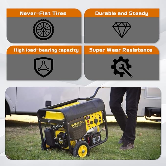 abliubale 40065 Wheel Kit Compatible with Champion 2800-4750w with Never Flat Tires and Folding Handle #100718155-0001
