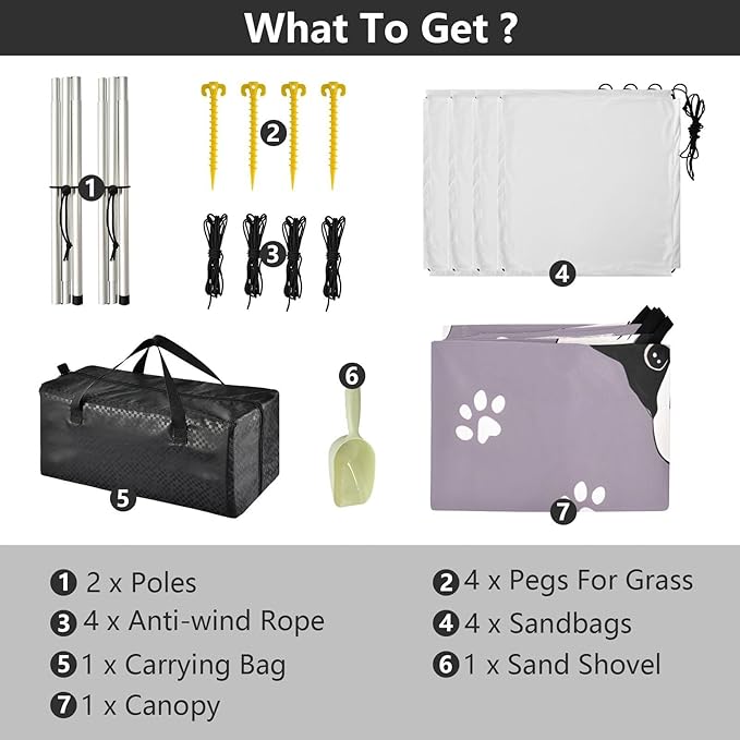 ALAZA Dog Footprint Pattern Beach Tent Sun Shelter Portable Canopy Sunshade for Outdoor Camping Picnics Backyard Fun 10x9 ft