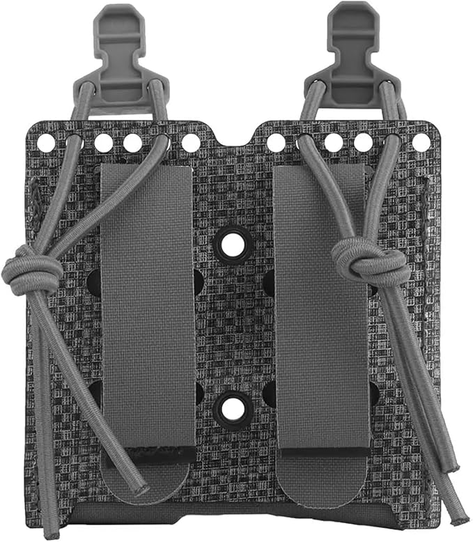 Tactical Double Elastic Mag Pouch - 9mm/40 MOLLE Waist Belt Bag for Flashlight &amp Tool Holster Hunting Airsoft Shooting Gear