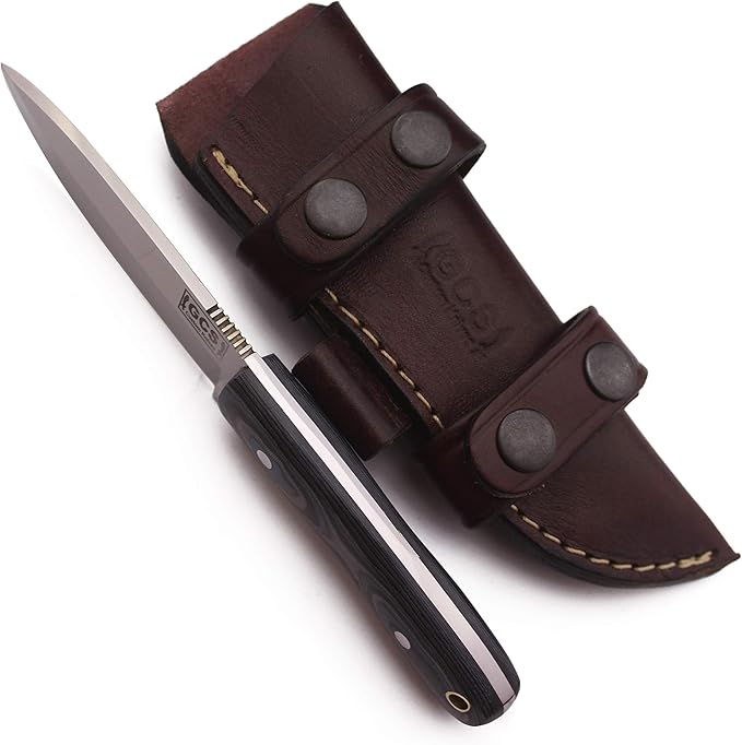 GCS Custom Handmade Black Micarta with Bone Spacer Handle D2 Tool Steel 15 Knife Buffalo Hide Sheath GCS129
