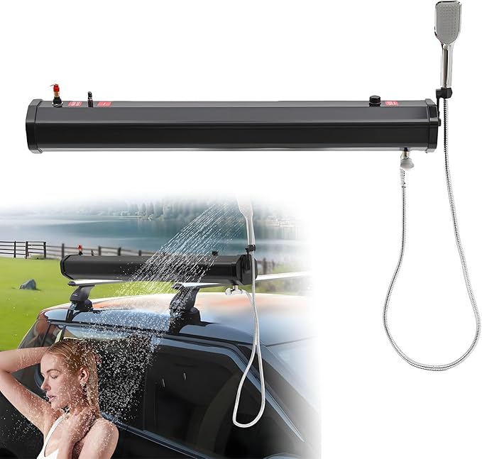 Pressurized Water Tank Road Camping ShowerPortable Solar Heated Road Showerfor Off-Road Vehicles Water Tank for Overlanding Outdoor Activities Water Supply 18L/4.76Gal