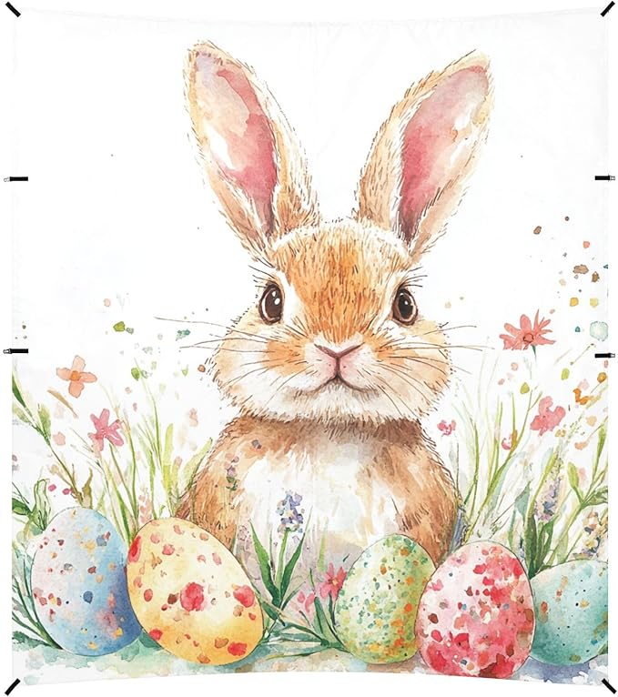 ALAZA Happy Easter Easter Rabbit Eggs Spring Flowers Beach Tent Sun Shelter Portable Canopy Sunshade for Outdoor Camping Picnics Backyard Fun 10x9 ft