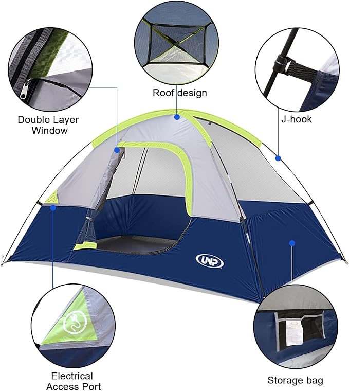 Camping Tent 2-4 Person Waterproof Windproof Tent with Rainfly Easy Set up-Portable Dome Tents for Camping…