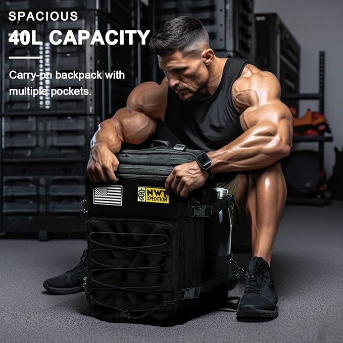 Military Tactical BackpackSturdy Work &amp Molle Laptops RucksackArmy Pack for Hiking Camping Travel Fishing GymKhaki