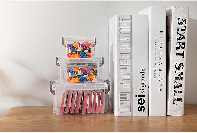 HANAMYA Storage Organizer Set of 1 QT 2.5 QT and 4 QT Storage Containers with Lid Set of 9 Clear