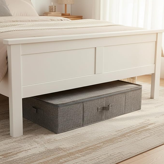 2 Pack Large Under Bed Storage Containers with LidUltra Thick Underbed Clothes Storage Organizer with Sturdy SidewallsFoldable Under Bed Bag for ShoeBlanketsSweater30x15x7 inchGrey