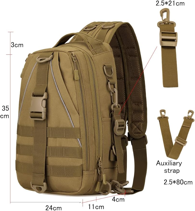 Tactical Daypack Molle Sling Bag for Men Chest Pack Molle Backpack Bug Out Bag