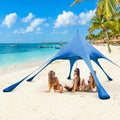 Tangkula Beach Canopy Tent UPF50+ Beach Sun Shade with Sand Shovel 6 Ground Pegs 6 Sandbags Supporting Pole Carry Bag Pop Up Beach Sun Shelter for Camping Fishing Trip
