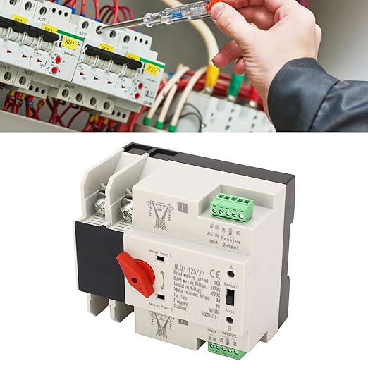 Automatic Transfer Switch 50 60HZ Generator Automatic Transfer Switch 2P ATS AC110V 100A for PZ30 Distribution Boxes in Homes Factories and Laboratories PC and Silver