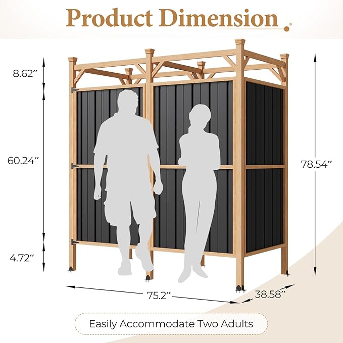 EROMMY Outdoor Shower Enclosure with Lockable Door Weatherproof Outdoor Shower Stall with Metal Panels Hooks &amp Shelves - Perfect for Pool Wash Station Backyard &amp Beach Rinse Area Large Vers