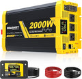 2000W Pure Sine Wave Inverter12V DC to 120V AC–Powers RVTruck&ampHome BackupMobile Air Conditioner Electric Kettle Microwave with Led Display and Remote Monitoring