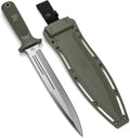 ODENWOLF W-Catcher Fixed Blade Knife with Sheath - Large Hunting-Knife made of D2 steel - Big Fixed Blade Knives with Non-Slip TPE Handle - Full Tang Survivalknife for Outdoor Activities