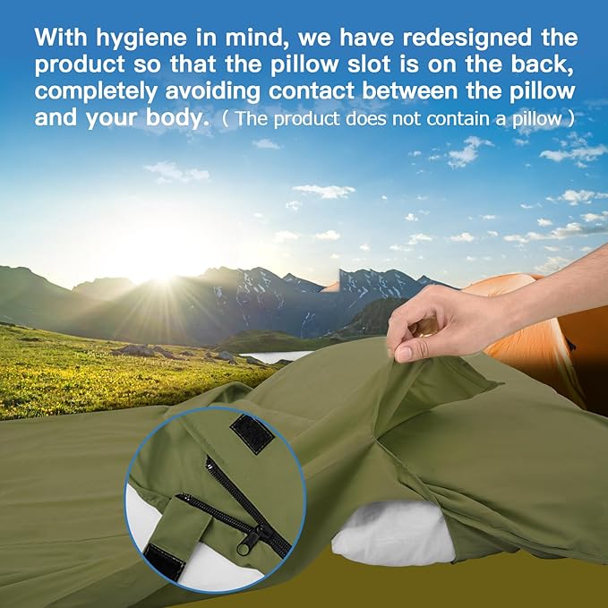 JAICOM Sleeping Bag Liner Travel Sheets &amp Adult Sleep Sack Ultralight and Portable Summer Sleeping Bag - Ideal for Backpacking Hotels and Hostels Business Trips Camping