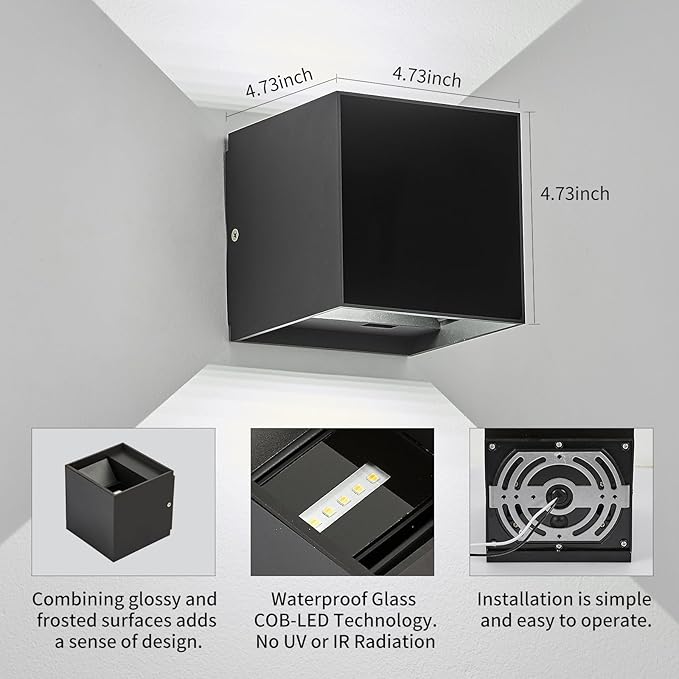LANFU Dimmable Lighting 2700K|3500K|6000K LED Wall Sconce for Outdoor Light Fixture20W 100-110V House Garden Lights Outdoor Front Door Wall Lights Waterproof （2 Pack）