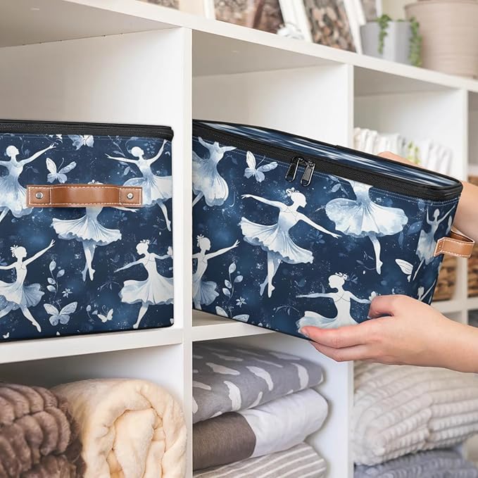 Storage Bins with Lids Butterfly Ballet Storage Basket Clothes Organizer with Handles Closet Storage Containers for Clothing Bedding Blanket