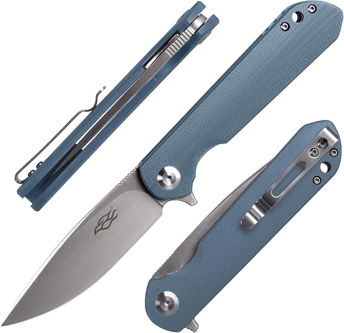 Firebird GANZO FH41S-GY Pocket Folding Knife D2 Steel Blade G10 Anti-Slip Handle with Clip Fishing Hunting Camping Outdoor Flipper EDC Pocket Knife Best Gift for Men and Women (Grey)