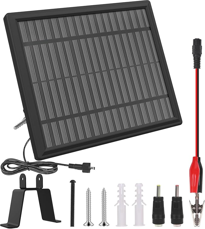 12V Solar Panel for Deer Feeder 3.6W Solar Battery Charger with Adjustable Mount Bracket Waterproof Trickle Charger with Alligator Clips Power Supply for Game Feeder and Timer