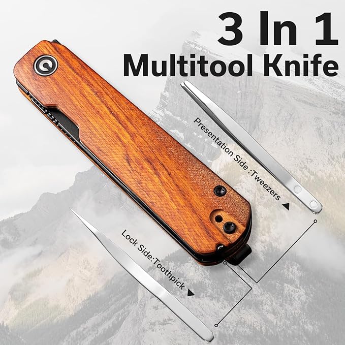 CIVIVI Sendy 3 In 1 Multitool Pocket Knife With Tweezers and Toothpick Ben Petersen designed Folding Knife for EDC Camping Daily Use Perfect Gifts for Men Women C21004A-2