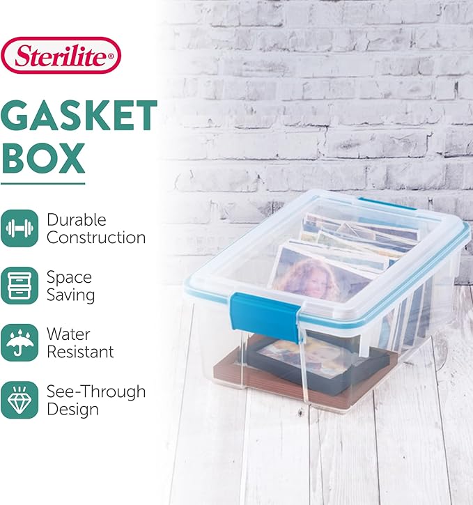 Sterilite Gasket Box Stackable Storage Bin with Latching Lid 12 Quart 18 Pack