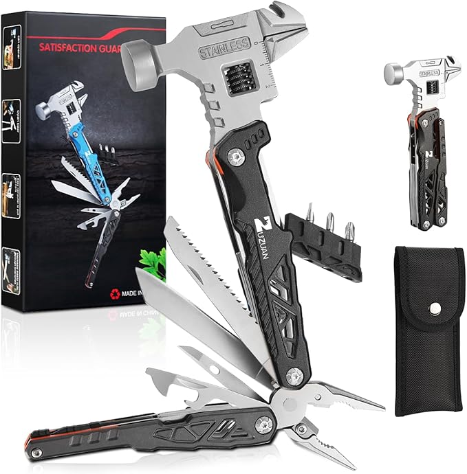 18 in 1 MultitoolBlackProfessional Stainless Steel Multitool Pliers with Replaceable Alloy Steel Blades Wire CuttersBottle OpenerApply to SurvivalCamping &amp Huntingfor Father's Day gift