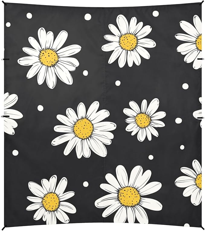 ALAZA Hand Drawn Daisy with Dots Doodle Beach Tent Sun Shelter Portable Canopy Sunshade for Outdoor Camping Picnics Backyard Fun 10x9 ft