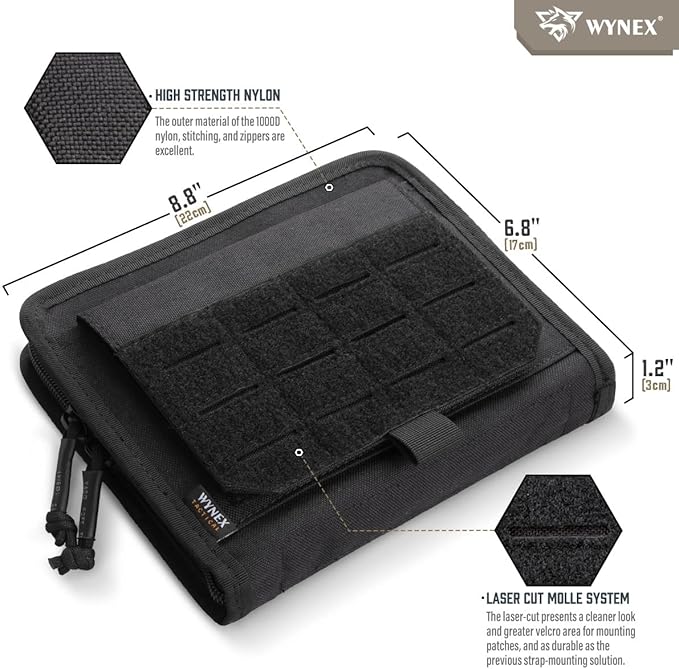 WYNEX Tactical Molle Admin Pouch with Folding Admin Pouch Utility EDC Pouch Organizer Modular Tool Pouch of Double Layer with Molle Tool Bag of Laser-Cut Design Utility Organizer EDC Medical Bag