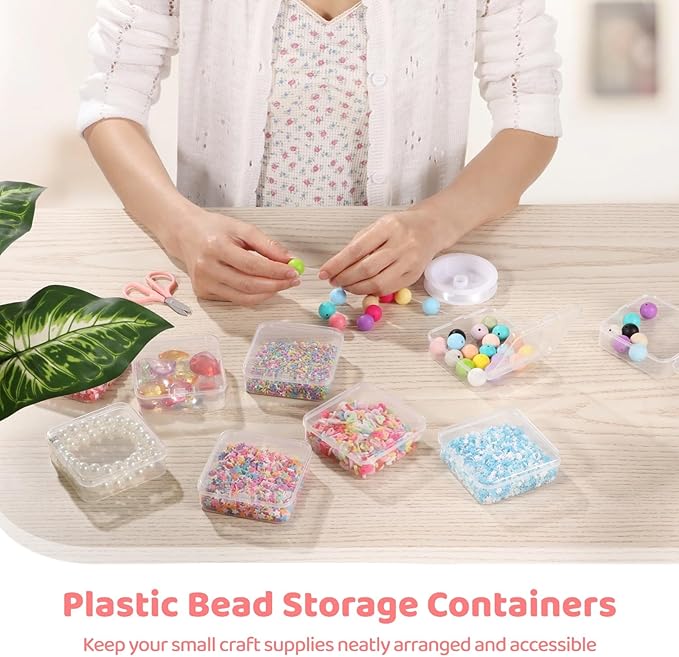 yeesport 120 Pcs Plastic Bead Storage Containers 3×3×1 Small Storage Boxes Clear Square Containers with Hinged Lids Mini Organizer Cases for Jewelry Crafts Small Items Parts