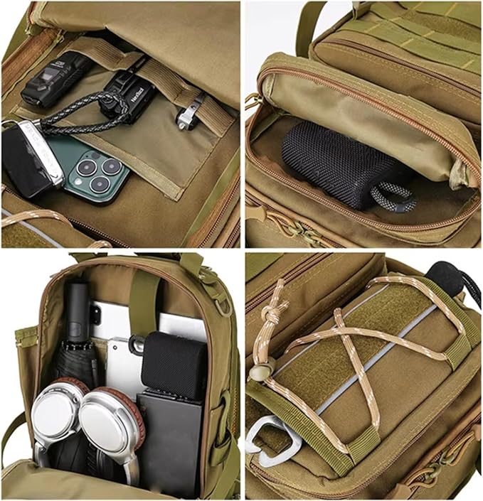 Versatile Tactical Travel Camping Backpack Outdoor Casual Lightweight Shoulders Bag Men Large Capacity Sports Chest Pack(Black)