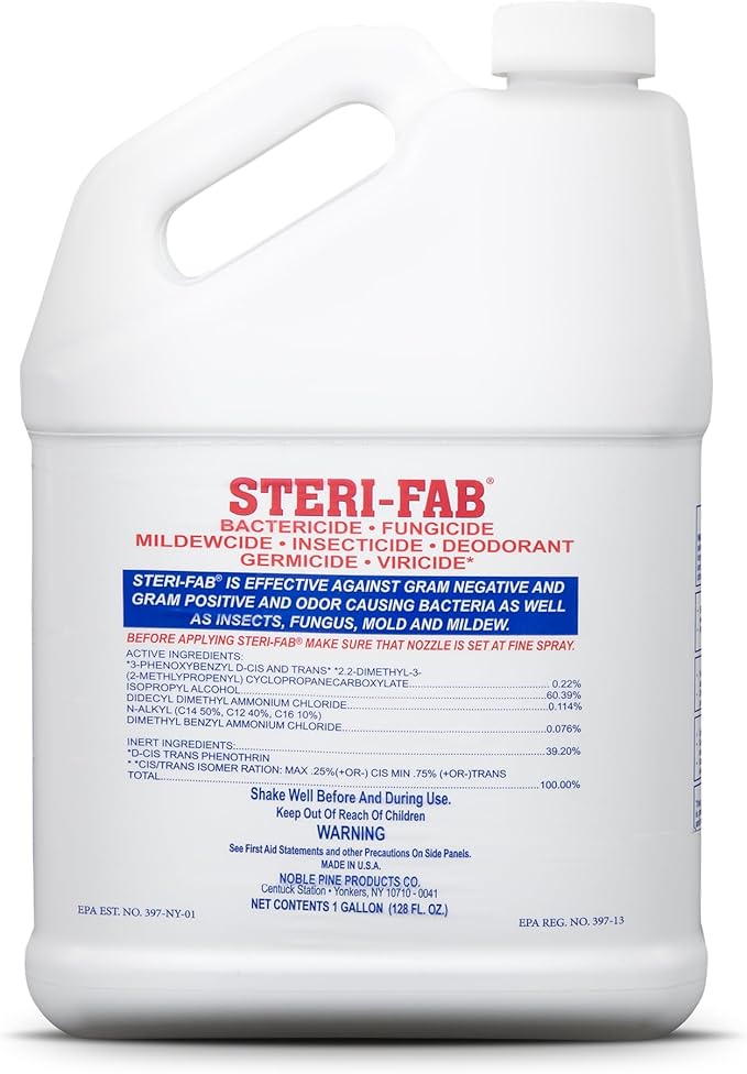 Steri-fab All-in-One Disinfectant &amp Insecticide Spray – Kills Bed Bugs Fleas Mites Roaches Viruses Fungi &amp Odors – Quick-Drying Non-Residual 1 Gallon Jug