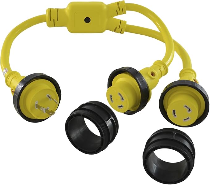 Conntek 17220 Shore Power Y-Adapter 30 Amp Plug to (2) 30 Amp Shore Power Connectors (3-Feet)
