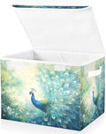 senya Baskets Collapsible Storage Bins with Lids Peacock Pattern K Storage Boxes Clothes Baskets for Organizing