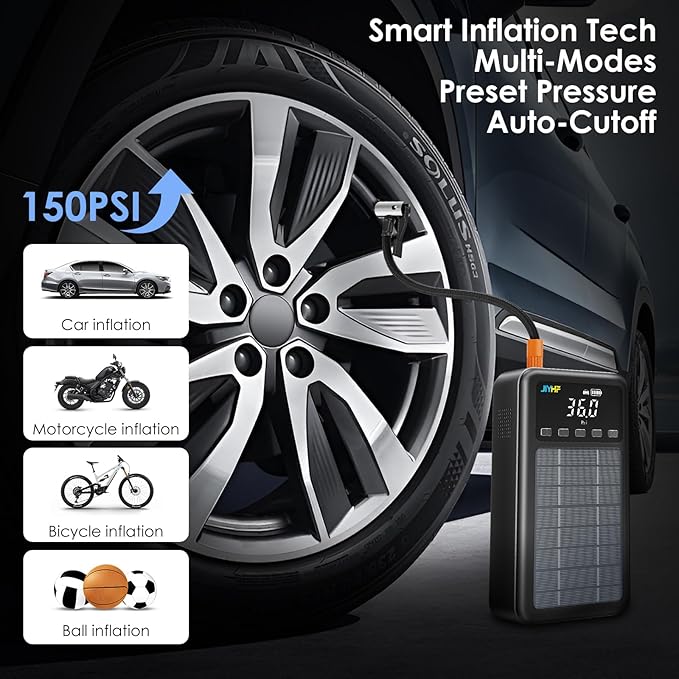 JIYHF Portable Power Station 74Wh Solar Generator &amp Backup Power with 45W USB-C PD 3000A Jump Starter with Air Compressor Ideal as a Portable Power for Emergency car Battery Jumper RV inflat