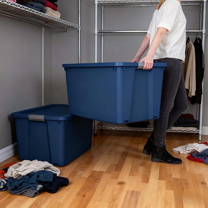 Heavy Duty Wheeled Storage Bin with Lid 20 Gallon Extra Large Rolling Plastic Container for Garage Outdoor Home &amp Industrial Organization (1)