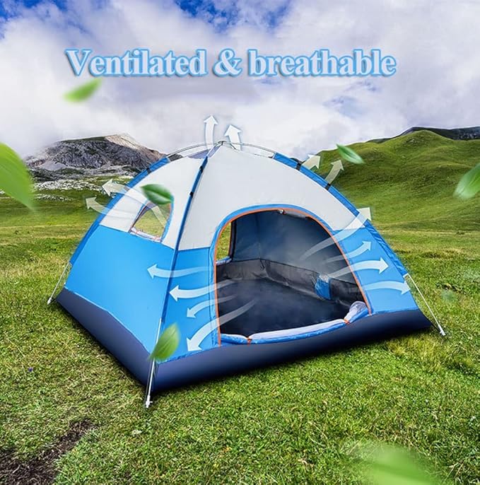Pop Up Portable Beach Tent Outdoor Instant Camping Tent with 2 Doors and 2 Windows Sun Protection UPF50+ Canopy Shelter for Picnic Beach Camping (Color : Brown Size : for 2-4 Person)