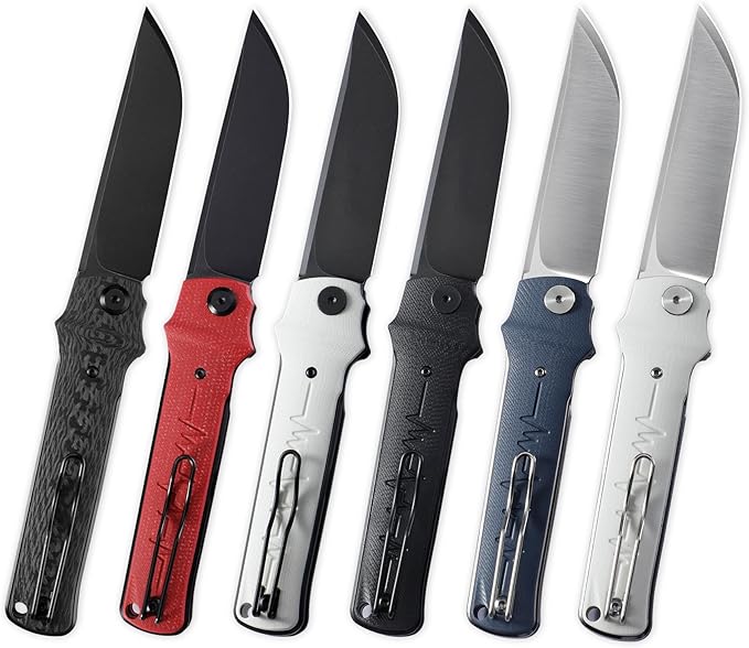 Petrified fish PFB04 Tena Folding Knife 3.82 D2 Black Stonewashed Blade Carbon Fiber Handle Pocket Knife for EDC Camping Outdoor (Carbon Fiber Black Stonewashed)